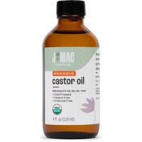 J Mac Botanicals Organic Castor Oil Cold Pressed (Glass Bottle, 4 Oz, No Dropper), Pure Hexane Free Castor Oil For Face, Skin, Eyelashes