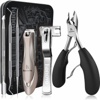 Toenail Clippers For Seniors Thick Toenails, Toe Nail Clippers Adult Thick Nails Long Handle, Heavy Duty Nail Clippers Kit 6Pcs Black