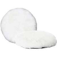 Inzoey Wool Polishing Pad 6 Inches Soft Sheepskin Buffing Pads With Hook And Loop Back Wool Cutting Pad For Car, Furniture, Glass And So On (Pack Of 2)