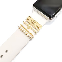 5Pcs Charms For Apple Watch Band 41Mm 45Mm 40Mm 44Mm 38Mm 42Mm Women,Diamond+Metal Jewelry Decorative Ring Loops For Iwatch Series 8 7 6 5 4 3 2 Se,Galaxy Watch 5/4,Silicone Strap Charm Accessories