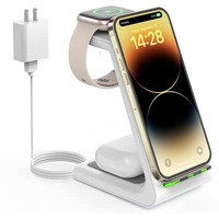 Wireless Charging Station For Apple - 3 In 1 Wireless Charger Stand Dock Watch And Phone Charger Station For Apple Watch 8/7/Se/6/5/4/3/2, Iphone 15 14 13 12 Pro Max Se Xs X, Samsung, Airpods Pro/3/2