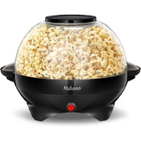Popcorn Machine, 6-Quart Popcorn Popper Maker, Nonstick Plate, Electric Stirring With Quick-Heat Technology, Cool Touch Handles (Black)