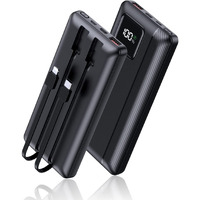 Power-Bank-Portable-Charger - 16000Mah Power Bank Support Pd 30W And Qc4.0 Fast Charger With Built-In 2 Output Cable And Led Display For Iphone And Android Phones And Most Electronic Devices