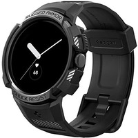 Spigen Rugged Armor Pro Designed For Google Pixel Watch Case With Band Protective Google Pixel Watch Band (2022) (Not Compatible With Pixel Watch 2) - Black