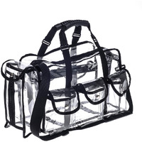 Jula Vance Professional Clear Pvc Makeup Kits Organizer Make Up Set Bag Mua Carry All Artist Transparent Vinyl Travel Cosmetic Bag With 6 External Pockets & Tissue Holder