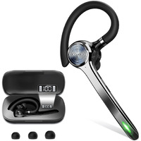 Heibas Bluetooth Headset, Wireless Bluetooth Earpiece With 500Mah Charging Case 72 Hours Talking Time Built-In Microphone For Ios Android Cell Phone, Hand-Free Headphones For Trucker, Office