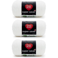 Red Heart Super Saver Yarn, 3 Pack, White 3 Count