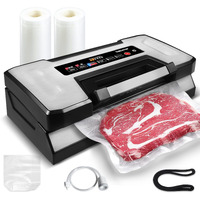 Vakumar Vacuum Sealer Machine, 90Kpa Food Vacuum Sealer Machine Preservation Dry/Moist/Liquid Modes, Led Indicator Light, Handle Locked Design, Built-In Cutter And Bag Storage, Starter Kit