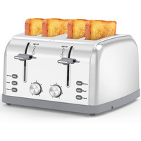 Toaster 4 Slice,Retro Stainless Steel Toater With 7 Shade Settings,Best Prime Toaster For Waffles, 4 Slice Toaster With 3 Mode,Bagels And More Lainsten Toaster T-527