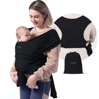 Momcozy Baby Wrap Carrier Slings, Easy To Wear Infant Carrier Slings For Babies Girl And Boy, Adjustable Baby Carriers For Newborn Up To 50 Lbs, Black