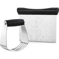 Spring Chef - Dough Blender And Pastry Cutter, Stainless Steel Nut, Pie, Pastry And Dough Cutter And Scraper, Multipurpose Baking Tools With Soft Grip Handles, Black
