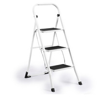 Delxo Step Ladder 2 Step Stool With Handle Heavy Duty Steel Sturdy Wide Pedal Step Stools Ladder Folding Lightweight Anti-Slip Portable Collapsible Ladder Kitchen Small Step Stool White