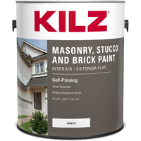 Kilz Self-Priming Masonry, Stucco And Brick Paint, Interior/Exterior, Flat, Coal Smoke/Smoke Slate Gray, 1 Gallon