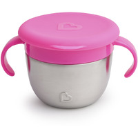 Munchkin? Snack+? Stainless Steel Snack Catcher Cup With Lid, 9 Ounce, Pink, 1 Pack