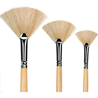 Oil Acrylic Paint Brushes Artist Fan Paint Brush Set Hog Bristle Long Handle Painting Brush. (3Pcs)