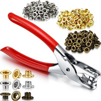 301 Pcs Grommet Eyelet Pliers Tool Kit, Fabric Leather Hole Eyelets And Grommets Punch Pliers With 300 Metal Eyelets Portable Grommet Tool Kit For Belt Shoes Cloths (Coppery, Gold, Silver,1/4 Inch)