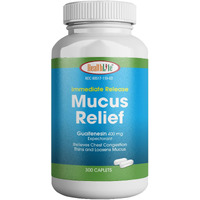Health Lfe Healthlife? Mucus Relief Guaifenesin Caplets 400 Mg, Immediate Release (300 Count) Fast Acting Expectorant, Thin And Loosens Mucus, Relieves Chest Congestion, Cough, Cold And Flu