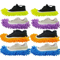 M-Jump 8 Pcs 4 Pairs Duster Mop Slippers Cover, Multi Function Chenille Fibre Washable Dust Mop Floor Cleaning Shoes For Bathroom, Office, Kitchen, House Polishing