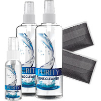 Purity Eyeglass Lens Cleaner Kit - 2 X 8Oz And 1 X 2Oz Lens Cleaner Spray Bottle + 2 Microfiber Cleaning Cloths - Safe For All Lenses (Ar Coated Included), Eyeglasses And Screens - Clear