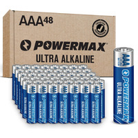 Powermax 48-Count Aaa Batteries, Ultra Long Lasting Alkaline Battery, 10-Year Shelf Life, Reclosable Packaging