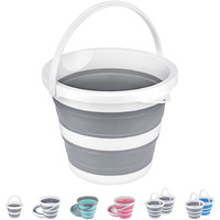 Craftend Collapsible Bucket 5L 1.3Gallon Small Cleaning Bucket Mop Buckets For Household Outdoor Car Washing Tub Plastic Foldable Portable Camping Beach Sand Water Pot Pail Space Saving Round