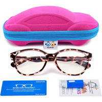 Seeafun Blue Light Glasses For Kids Girls Boys With Cute Car Case, Uv400 Protection, Anti Blue Ray Age3-12 Computer Game Glasses