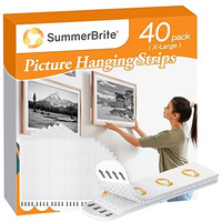 Summerbrite Picture Hanging Strips,Heavy Duty Picture Hanger Kit, Removable Damage Free,Picture Hanging Hooks,White X Large (40Pack)