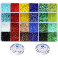 19600Pcs 2Mm Glass Seed Beads 24 Colors Small Beads Kit Bracelet Beads With 24-Grid Plastic Storage Box For Jewelry Making(24 Colors)