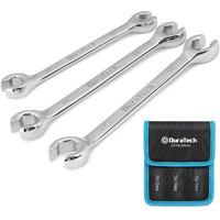 Duratech Flare Nut Wrench Set, Metric, 3-Piece, 10, 12, 13, 14, 15, 17Mm, Cr-V Steel, Organizer Pouch Included