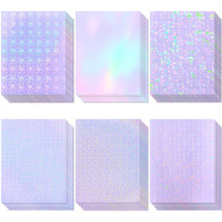 36 Sheets Holographic Sticker Paper, Clear Vinyl Lamination Sticker Film Self Adhesive, Transparent Overlay Laminate Sticker Paper Waterproof-Gem/Dots/Sand Star/Rainbow/Star/Heart, 8.5X11 Inch