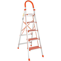 Luisladders Step Ladder 5 Step Lightweight Folding Step Ladder Aluminum Step Stool With Widened Anti-Slip Strip Pedal Convenient Handgrip 350Lbs En131, Multi-Use For Household And Office