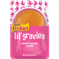Purina Friskies Lil' Gravies Savory Salmon Flavor Cat Food Complement Lickable Cat Treats - 1.55 Oz. Pouch