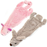 Best Pet Supplies 2-In-1 Stuffless Squeaky Dog Toys With Soft, Durable Fabric For Small, Medium, And Large Pets, No Stuffing For Indoor Play, Holds A Plastic Bottle - Hare, Pig, Medium