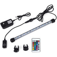 Mq 8 In Submersible Led Aquarium Light, 1.2W Color Changing Fish Tank Light With Remote Control, Ip68 Crystal Glass 9 Leds Lights Bar, For Fish Tank 10-15 Inch