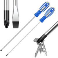 Amartisan 2-Piece 12'' Long Screwdriver Set, Long Blade Screwdriver Set 12-Inch Magnetic Screwdriver, Phillips & Slotted Bits .(New)