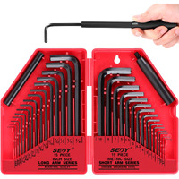 Sedy 32-Piece Hex Key Wrench Set, Metric And Sae Allen Wrenches (0.028-3/8 Inch, 0.7-10 Mm) L Shape Allen Keys, Chrome Vanadium Steelwith 2X Extension Handle