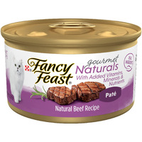 Purina Fancy Feast Pate Wet Cat Food Gourmet Naturals Beef Recipe With Added Vitamins, Minerals And Nutrients - 3 Oz. Can