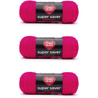 Red Heart Super Saver Metallic Fuchsia Yarn - 3 Pack Of 5Oz/142G - Acrylic - 4 Medium (Worsted) - 255 Yards - Knitting/Crochet
