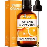 Kukka Sweet Orange Essential Oil For Diffuser - 100% Natural Therapeutic Grade Sweet Orange Essential Oils For Skin Use - Sweet Orange Oil Essential Oil For Aromatherapy (4 Fl Oz)