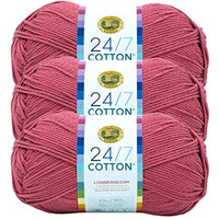Lion Brand 24/7 Cotton Yarn, Yarn For Knitting, Crocheting, And Crafts, Terracotta, 3 Pack