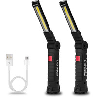 Lmaytech 2 Pack Black Rechargeable Led Work Lights With Magnetic Base And 360