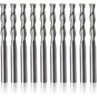 Hqmaster Cnc Router Bits 1/8"" Shank Cnc Bit End Mill Flat Nose Carbide Endmill Two Flute Spiral Upcut Milling Cutter Tool Set For Wood Pvc Mdf Hardwood 10Pcs (3.175 Mm)