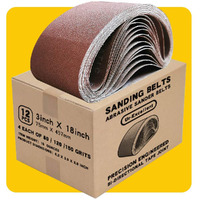 3X18 3 X 18 Inch Sanding Belt Pack 3-Inch X 18-Inch,12 Pcs(4 Each Of 80 120 150 Grits) Aluminum Oxide For Sander