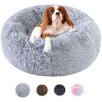 Kimpets Dog Bed Calming Dog Beds For Small Medium Large Dogs - Round Donut Washable Dog Bed, Anti-Slip Faux Fur Fluffy Donut Cuddler Anxiety Cat Bed(20"")