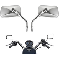 10 Mm Bolt Chrome Motorcycle Universal Handlebar Rear View Side Mirrors For Harley Kawasaki Suzuki Aprilia Street Bike Cruiser Scooter Mirror Size:125Mm X 70Mm