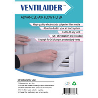 Ventilaider Complete Air Vent Filter Set 20"" X 84"" Electrostatic Media With 126"" Of Installation Tape 35+ Filters Per Roll For Hvac, Ac & Heating Intake Registers & Grilles To Reduce Dust And Allergy