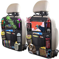 Uleeka Car Backseat Organizer With 10"" Table Holder, 9 Storage Pockets Seat Back Protectors Kick Mats For Kids Toddlers, Travel Accessories, 2 Pack