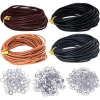 Leather Cord For Jewelry Making Kit, 24 Meters 2 Mm Wide Leather Cord Leather Jewelry Rope And 250 Pieces Jewelry Findings Necklace Bracelets Craft Twine Accessories