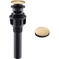 Kenes Brushed Gold Pop Up Bathroom Sink Drain With Overflow, Bathroom Sink Drain Assembly With Strainer Pop Up Drain, Lavatory Vanity Vessel Sink Pop Up Drain Stopper