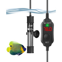 Aquamiracle? Adjustable 25W Aquarium Heater Submersible Fish Tank Heater Super Short Aquarium Heater With Led Digital Display Thermostat, For Tanks 3-5 Gallons